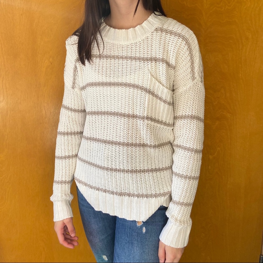 Stripped cream sweater